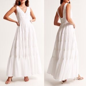 Abercrombie & Fitch NWT Plunge Lace White Sleeveless Maxi Dress L